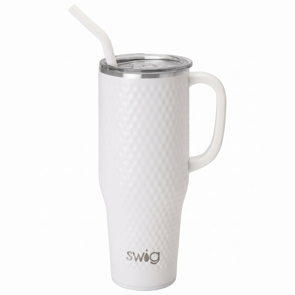 Swig Life 40oz Mega Mug, 40 oz Tumbler with Handle and Straw, Cup Holder Friendly, Dishwasher Safe, Extra Large Insulated Tumbler, Stainless Steel (Golf)
