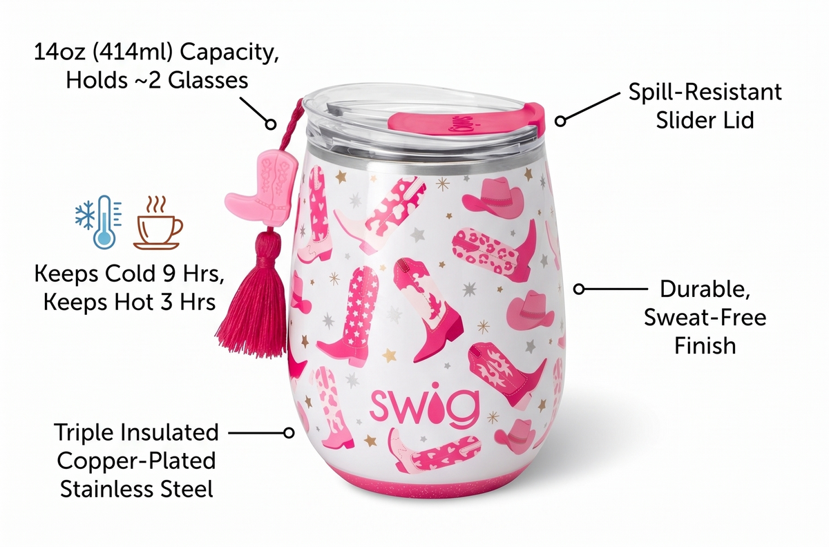 Let's Go Girls Stemless Wine Cup 14oz