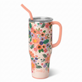 Swig Life 40oz Mega Mug, 40 oz Tumbler with Handle and Straw, Cup Holder Friendly, Dishwasher Safe, Lightweight Extra Large Insulated Tumbler, Stainless Steel (Full Bloom)
