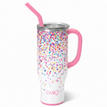 Swig Life 30oz Mega Mug, 30 oz Tumbler with Handle and Straw, Cup Holder Friendly, Dishwasher Safe, Extra Large Insulated Tumbler, Stainless Steel (Confetti)