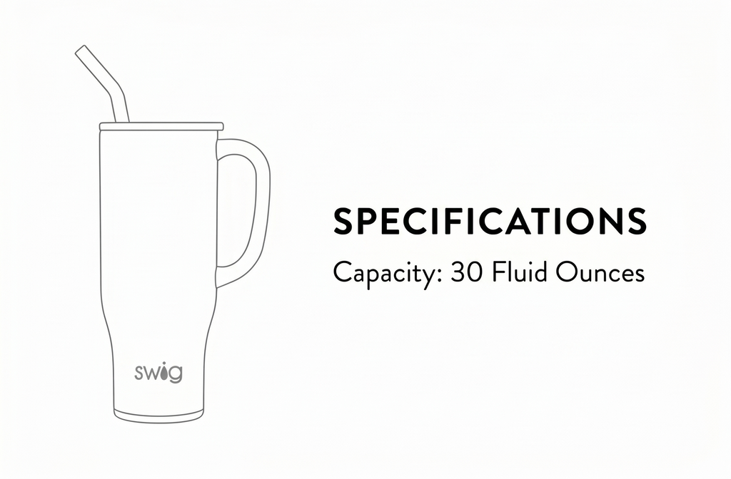 Swig Life 30oz Mega Mug, 30 oz Tumbler with Handle and Straw, Cup Holder Friendly, Dishwasher Safe, Extra Large Insulated Tumbler, Stainless Steel (Confetti)