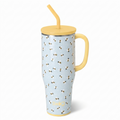 Swig Life 40oz Mega Mug, 40 oz Tumbler with Handle and Straw, Cup Holder Friendly, Dishwasher Safe, Extra Large Insulated Tumbler, Stainless Steel (Busy Bee)