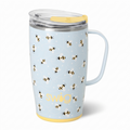 Swig Life 18oz Travel Mug, Insulated Tumbler with Handle and Lid, Cup Holder Friendly, Dishwasher Safe, Stainless Steel, Travel Coffee Cup (Busy Bee)