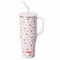 Swig Life 40oz Mega Mug, 40 oz Tumbler with Handle and Straw, Cup Holder Friendly, Dishwasher Safe, Lightweight Extra Large Insulated Tumbler, Stainless Steel (Cherry Pie)