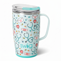 Swig Life 18oz Travel Mug, Insulated Tumbler with Handle and Lid, Cup Holder Friendly, Dishwasher Safe, Stainless Steel, Travel Coffee Cup, Nurse Gifts for Women (Scrub Life)