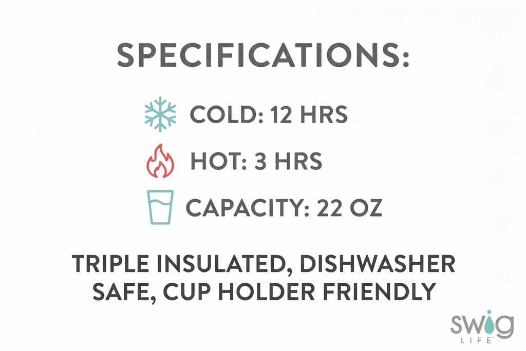 Swig Life 22oz Travel Mug, Insulated Tumbler with Handle and Lid, Cup Holder Friendly, Dishwasher Safe, Stainless Steel, Checkered Tumbler with Handle (Check Mate)