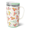 Swig Life 18oz Travel Mug, Insulated Tumbler with Handle and Lid, Cup Holder Friendly, Dishwasher Safe, Stainless Steel, Travel Coffee Cup (Roller Rink)