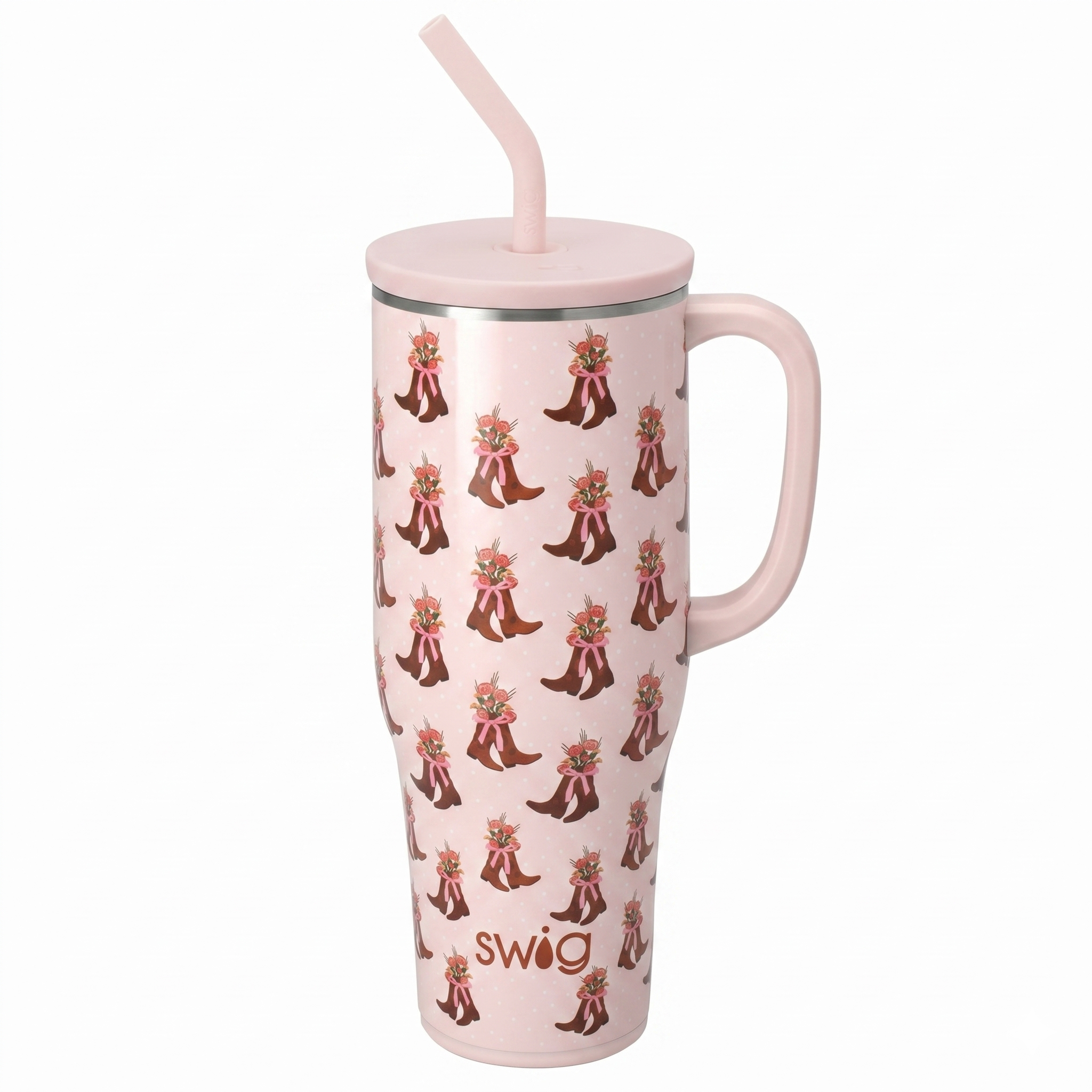 Swig Life 40oz Mega Mug, 40oz Tumbler with Handle and Straw, Extra Large Insulated Tumblers, Cup Holder Friendly Travel Mug (Cowgirl Coquette)