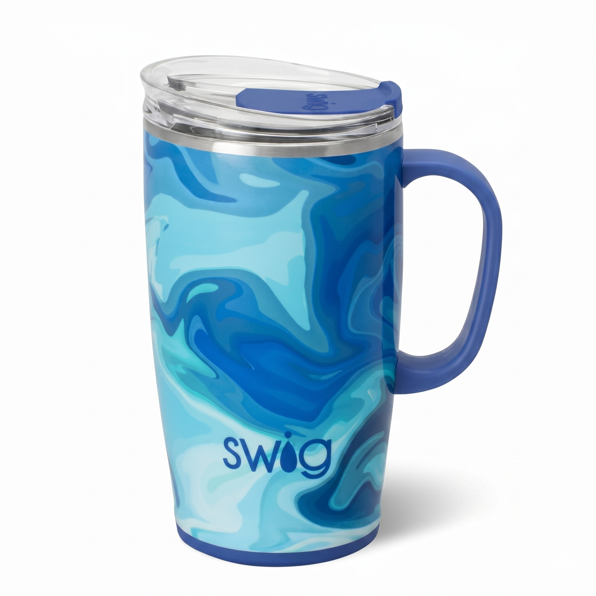 Swig Life 18oz Travel Mug, Insulated Tumbler with Handle and Lid, Travel Coffee Mug, Cup Holder Friendly, Stainless Steel 18 oz Tumbler, Reusable Insulated with Lid (Blue Lagoon)
