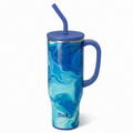 Swig Life 30oz Mega Mug, 30oz Tumbler with Handle and Straw, Large Insulated Tumblers, Cup Holder Friendly Travel Mug, Stainless Steel 30 oz Tumbler, Reusable Insulated Water Bottle (Blue Lagoon)
