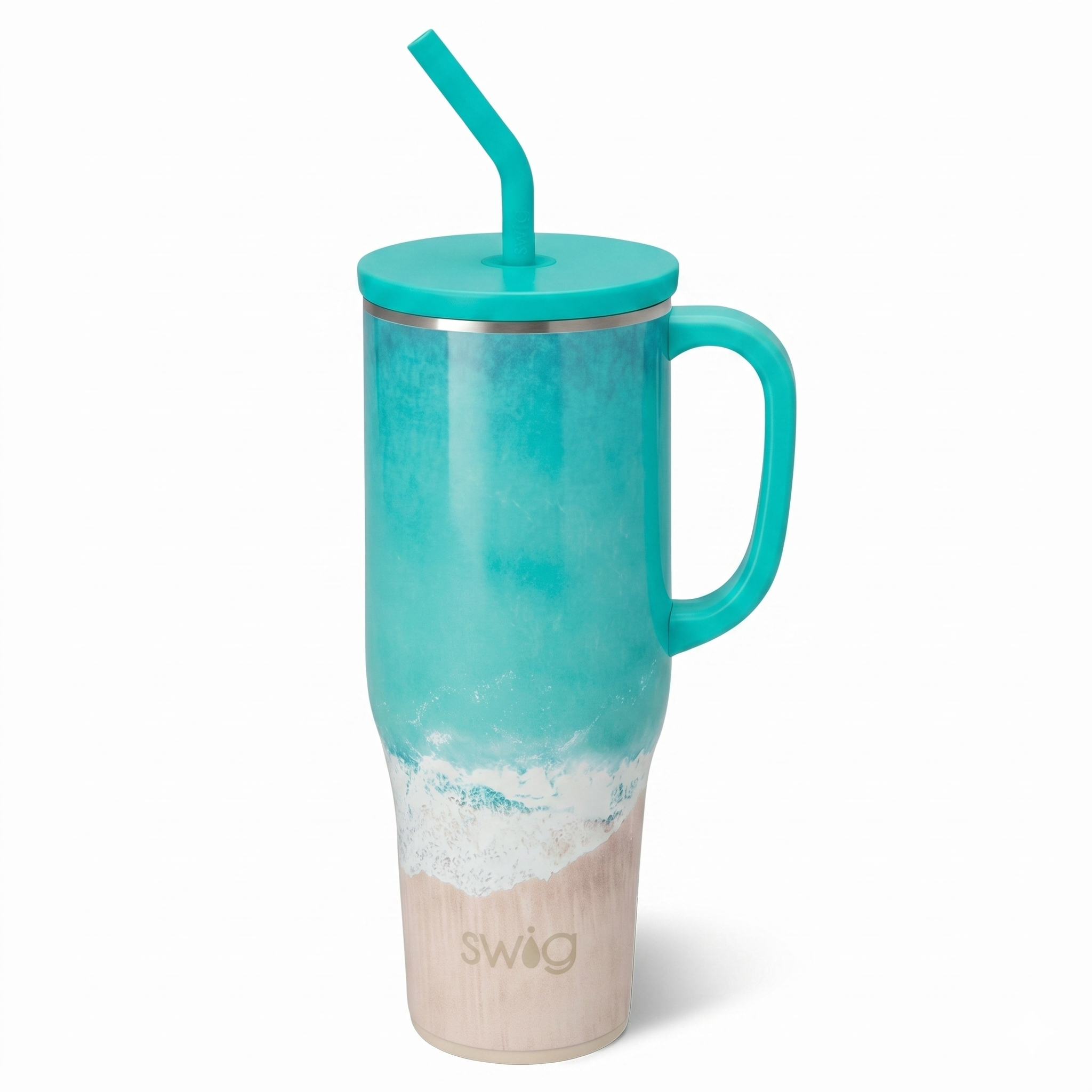Swig Life 40oz Mega Mug, 40oz Tumbler with Handle and Straw, Extra Large Insulated Tumblers, Cup Holder Friendly Travel Mug (High Tide)