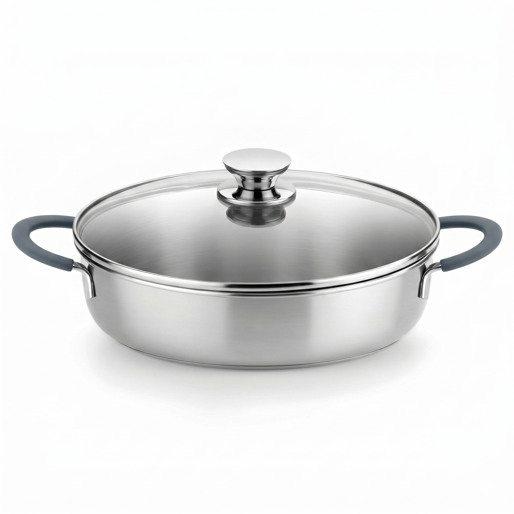 BRA COOKWARE Master Sauté Pan w/Glass Lid | 10.2 inches - 2,6 quarts Professional Deep Pan | Stainless Steel Sauté Pan | All Stovetop Compatible - Full Induction | PFAS Free | Shiny Finish