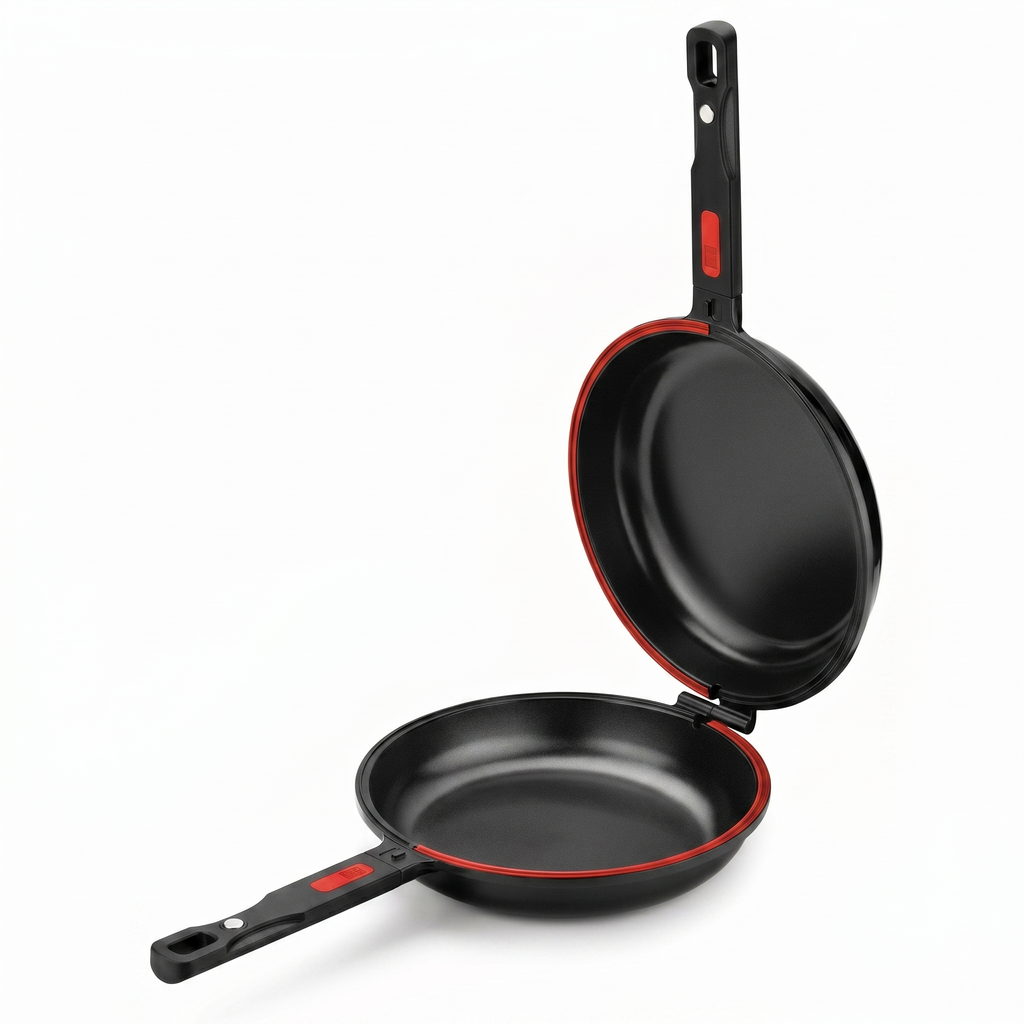 BRA COOKWARE Premiere Dual Skillet | 9.5 inches Double Frying Pan for Frittatas & Spanish Omelets | PFOA Free Triple Nonstick Coating | Full Induction Reversible Pan | Cast Aluminum Flip Skillet