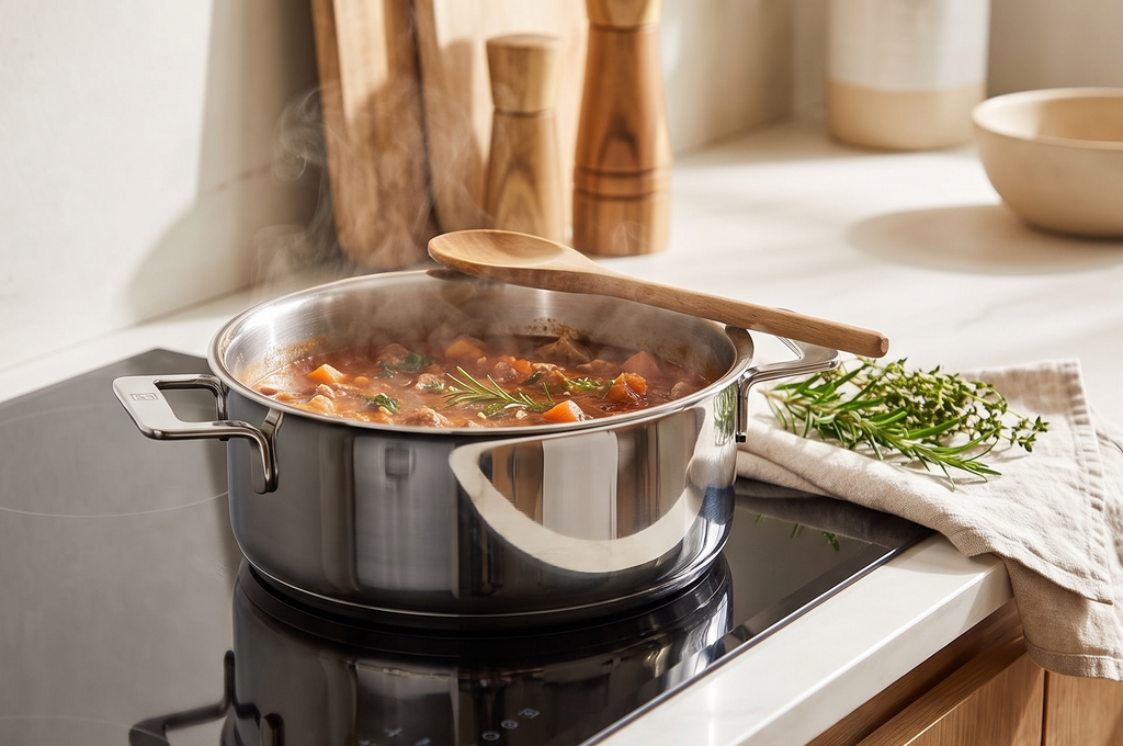 BRA COOKWARE Signature Stainless Steel Stock Pot w/Glass Lid | 8 Inch 2.4 Quart Professional Grade Cooking Pot | PFOA Free Deep Pot | All Cooktops | All Cooktops (incl. Induction) & Oven Safe