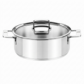BRA COOKWARE Signature Stainless Steel Stock Pot w/Glass Lid | 8 Inch 2.4 Quart Professional Grade Cooking Pot | PFOA Free Deep Pot | All Cooktops | All Cooktops (incl. Induction) & Oven Safe