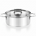 BRA COOKWARE Signature Stainless Steel Stock Pot w/Glass Lid | 9.5 Inch 4 Quart Professional Grade Cooking Pot | PFOA Free Deep Pot | All Cooktops | All Cooktops (incl. Induction) & Oven Safe
