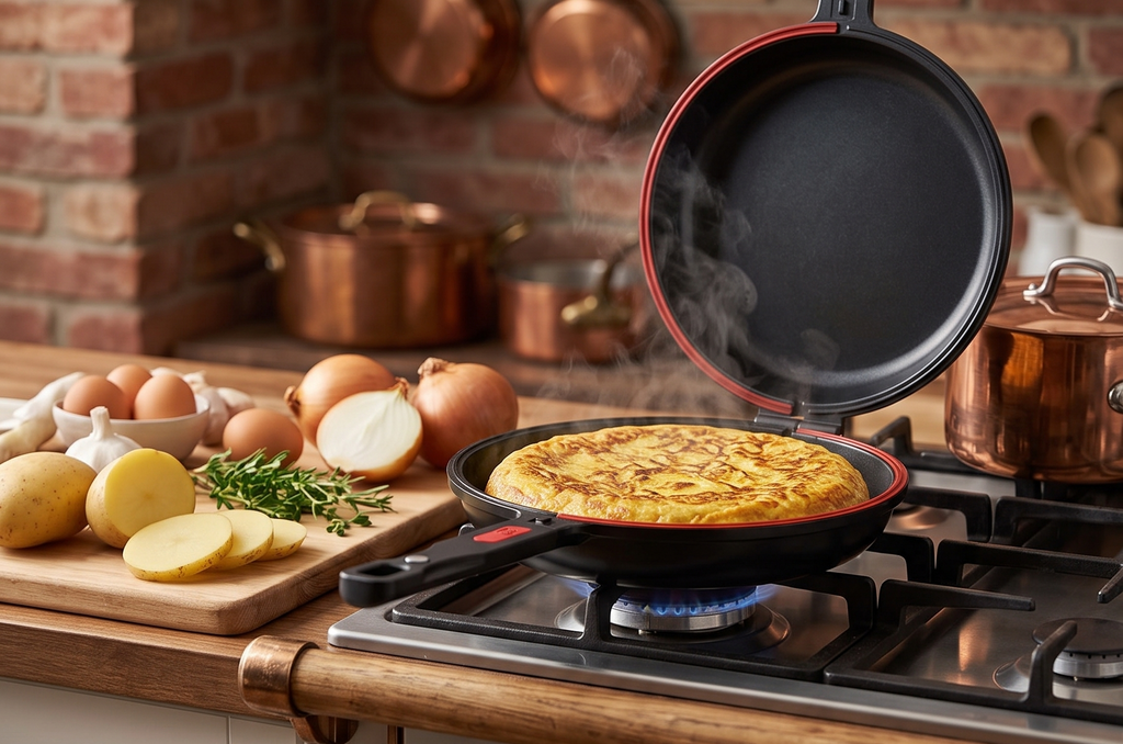 BRA COOKWARE Premiere Dual Skillet | 10.2 inches Double Frying Pan for Frittatas & Spanish Omelets | PFOA Free Triple Nonstick Coating | Full Induction Reversible Pan | Cast Aluminum Flip Skillet