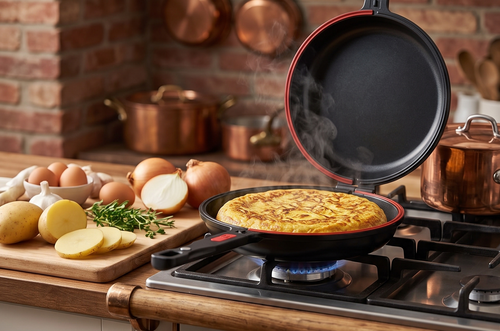 BRA COOKWARE Premiere Dual Skillet | 10.2 inches Double Frying Pan for Frittatas & Spanish Omelets | PFOA Free Triple Nonstick Coating | Full Induction Reversible Pan | Cast Aluminum Flip Skillet