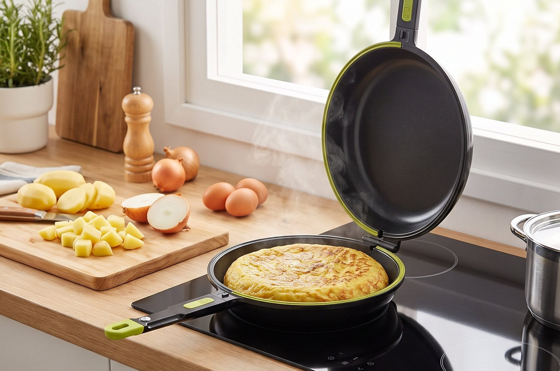 BRA COOKWARE Foodie Dual Frying Pan | 10.2 inches Double Skillet for Spanish Omelets & Frittatas | PFOA Free Triple Nonstick Coating | Full Induction Reversible Skillet | Cast Aluminum Flip Pan