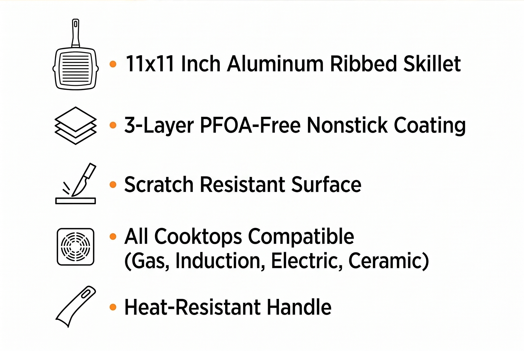 BRA COOKWARE Efficient Pro Nonstick Grill Pan | 11x11 Inch Aluminum Ribbed Skillet | 3-Layer Scratch Resistant Coating Frypan | PFOA Free | All Cooktops Compatible Grilling Pan | HeatResistant Handle