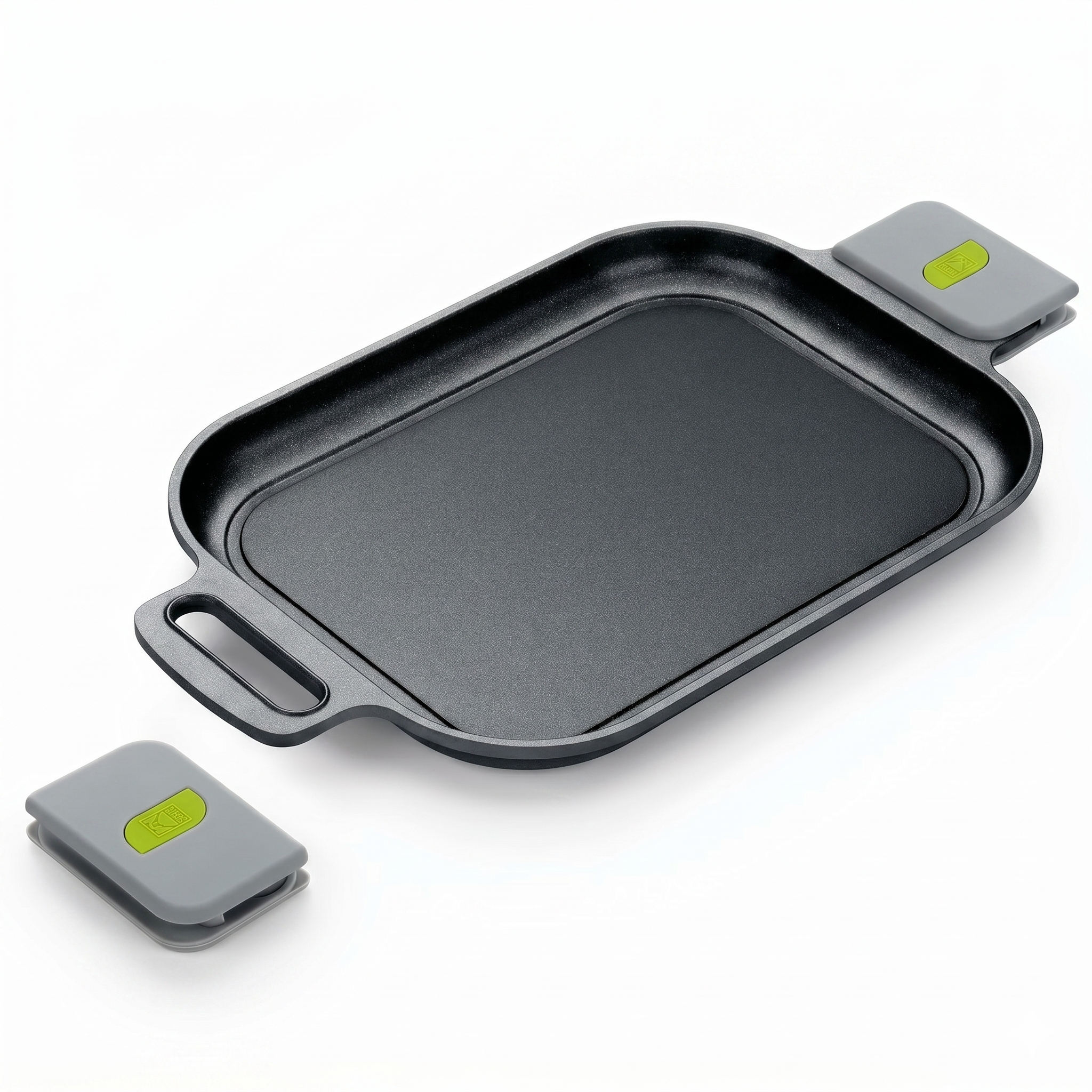 BRA COOKWARE Life Ceramic Nonstick Grill | 12.6 x 9.4 Inch Recycled Cast Aluminum Smooth Plate | Ceramic Non-Stick | Ceramic Non-Stick Coating | PFOA Free | All Cooktops| Removable Handles