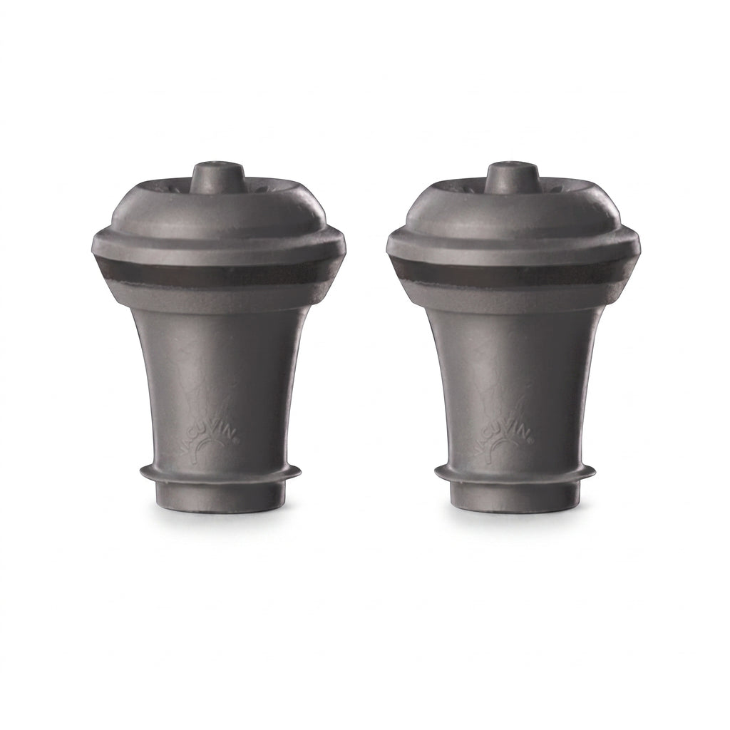 Vacu Vin Wine Stopper Set – 2 Pack Wine Bottle Stopper Cork Alternative – Vacuum Wine Stoppers for Wine Bottles – Reusable Rubber Bottle Stoppers for Wine Saver Pump – Gray