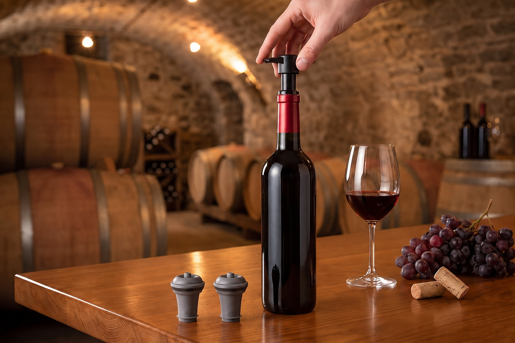 Vacu Vin Original Saver Wine Bottle Stopper – With 2 Vacuum Stoppers – Preserver Wine Stopper with Pump for Red or White Wine – Wine Accessories to Keep Wine Fresh – Airtight Seal – Stainless Steel