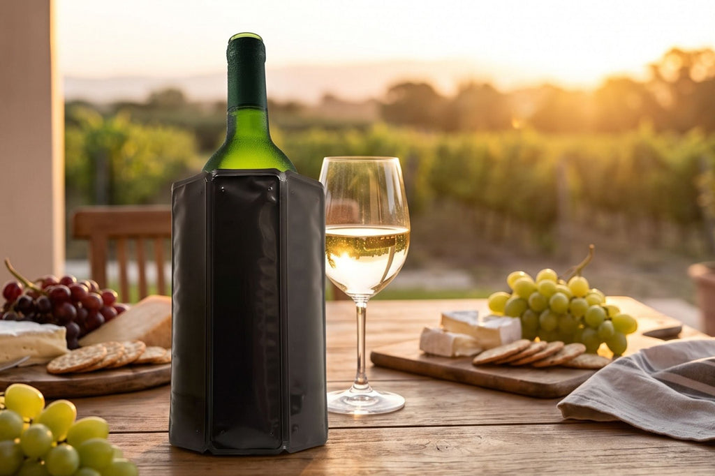 Vacu Vin Wine Bottle Chiller – Flexible Wine Cooler Sleeve – Reusable Ice Pack Bottle Cooler – Portable Wine Chiller for White Wine and Red Wine – Black