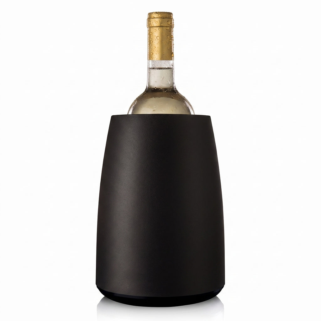Vacu Vin Elegant Wine Cooler – Black – Active Wine Bottle Chiller with Freezer Sleeve – Modern Insulated Cooler – Keeps Wine Cold Without Ice – Sleek Tabletop Design for Home & Events