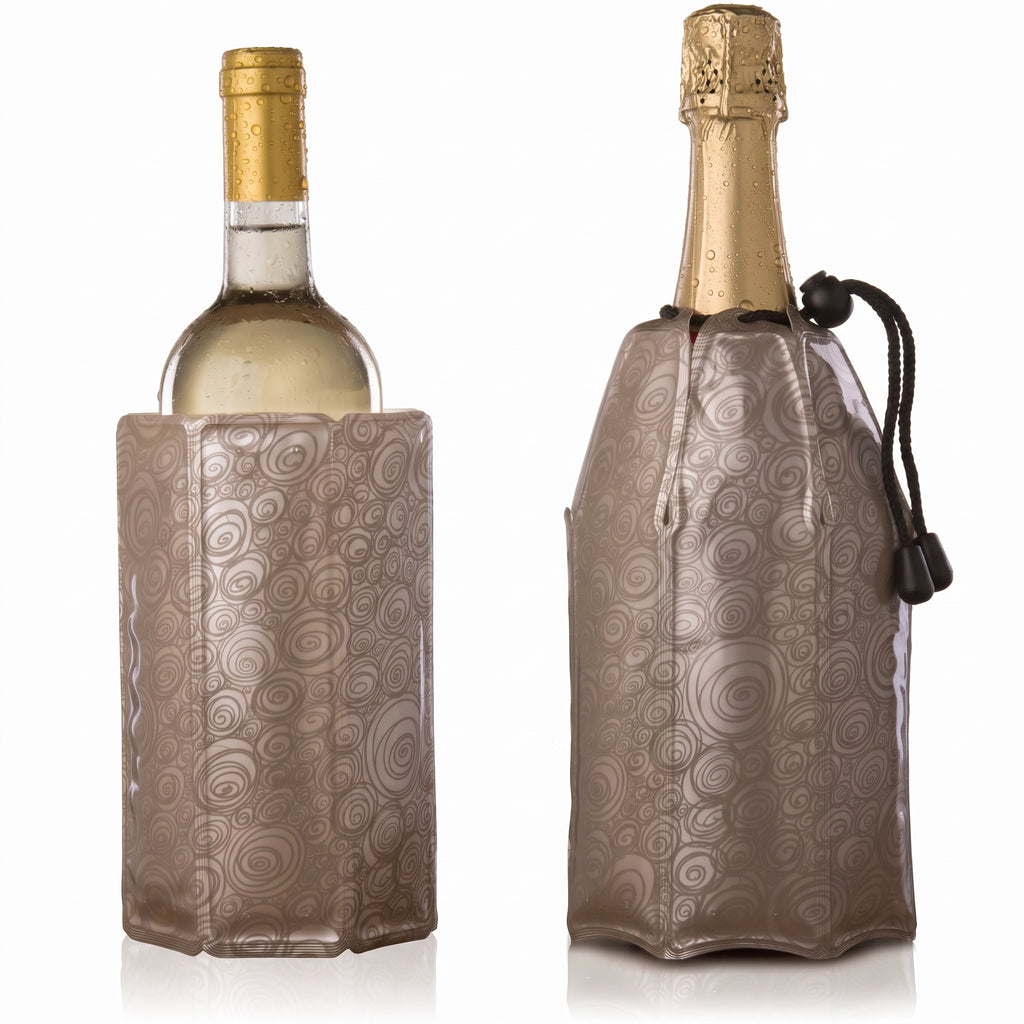 Vacu Vin Champagne & Wine Cooler Set - Flexible Insulated Chiller For Standard Size Bottles - Keeps Your Drinks Cold Longer - Lightweight & Easy To Use - Premium Design To All Occasions, Platinum