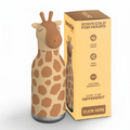 asobu Bestie Bottle Insulated Stainless Steel Water Bottle with Detachable Soft Animal Head Fun Drinking For Kids and Teens16 Ounce with Flexible Reusable Straw (GIRAFFE)