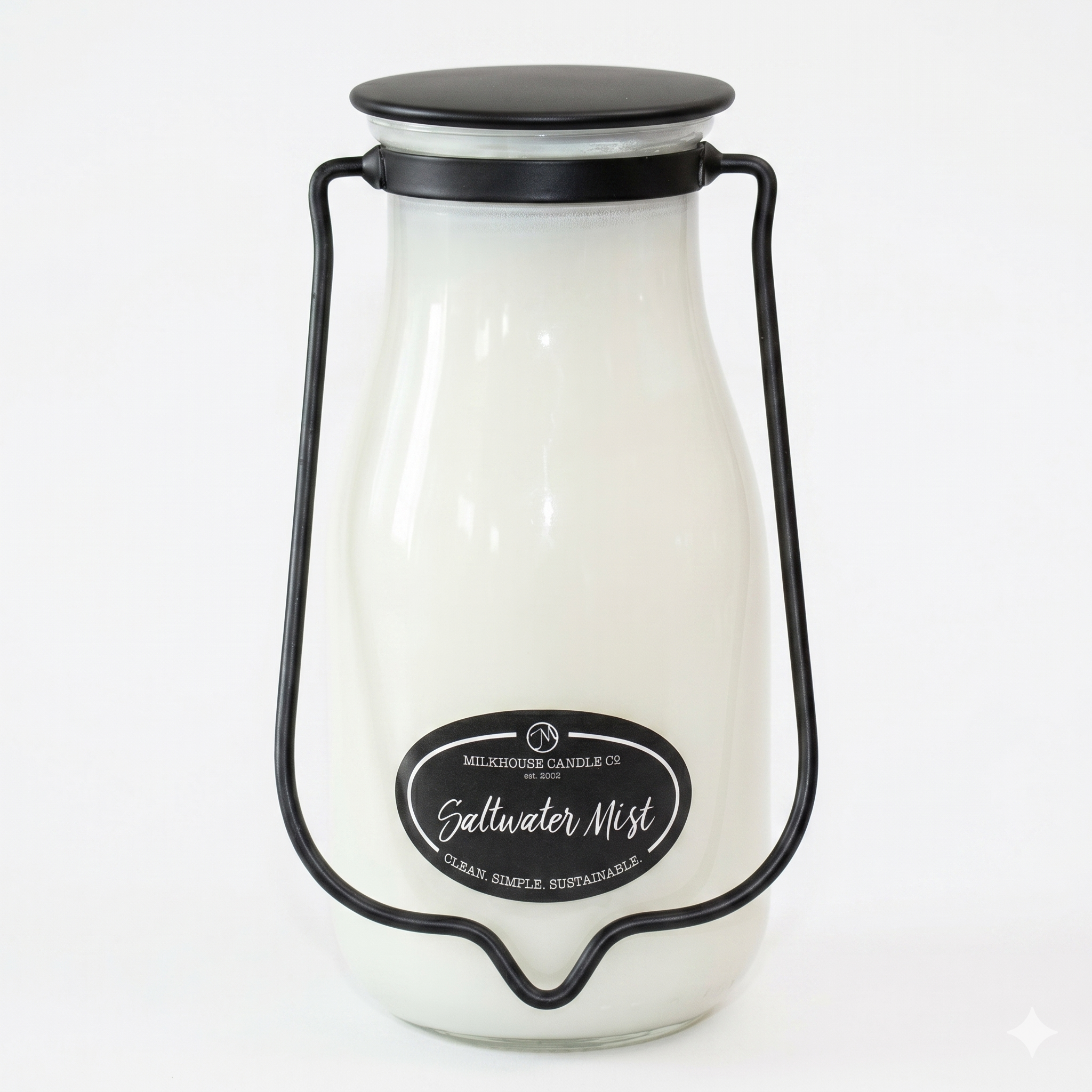 Milkhouse Candle Company Saltwater Mist Soy Candle - Citrus | Sea Breeze | Blonde Woods Scented -14 oz Milkbottle with Lid, 90+ Hour Burn Time, Made in the USA
