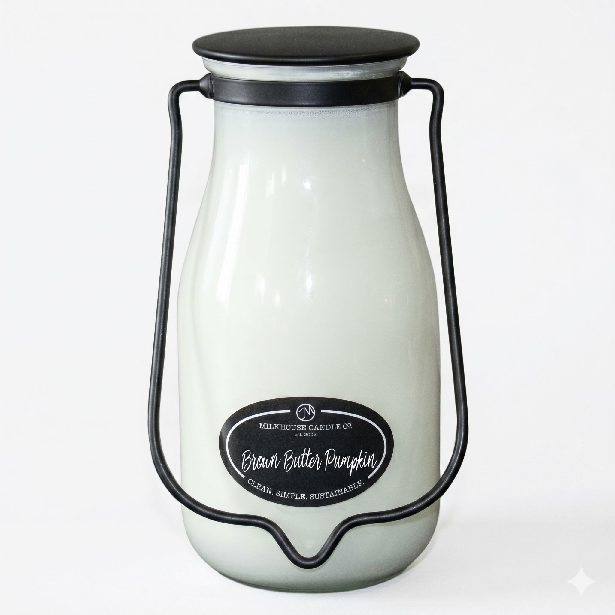 Milkhouse Candle Company Brown Butter Pumpkin Soy Candle - Pumpkin Puree | Toasted Spices | Vanilla Cream Scented - 14 oz Milkbottle with Lid, 90+ Hour Burn Time, Made in the USA