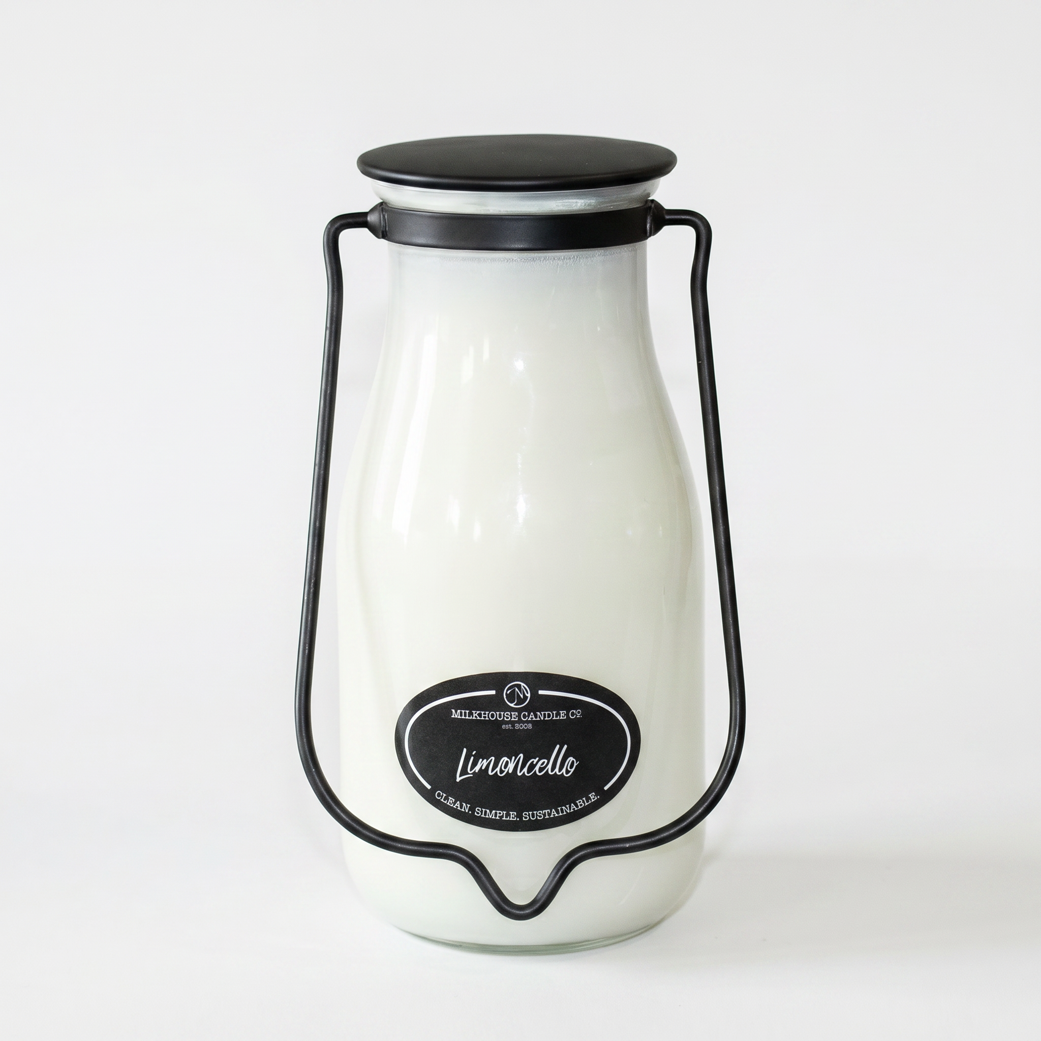 Milkhouse Candle Company Limoncello Soy Candle - Citrus | Melon | Cane Sugar & Lemon Zest Scented - 14 oz Milkbottle with Lid, 90+ Hour Burn Time, Made in the USA