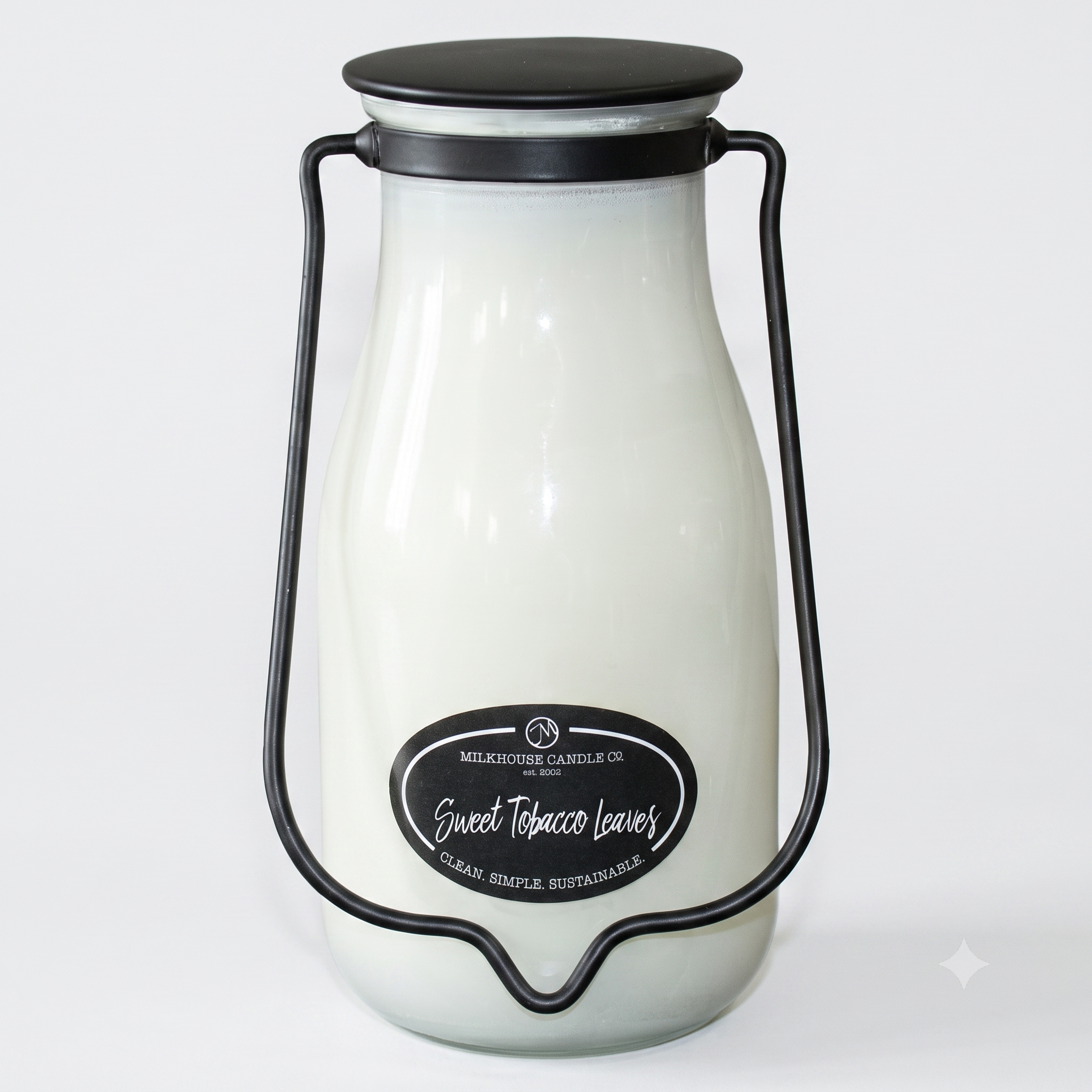 Milkhouse Candle Company Sweet Tobacco Leaves Soy Candle - Honey | Tobacco | Teakwood Scented - 14 oz Milkbottle with Lid, 90+ Hour Burn Time, Made in the USA