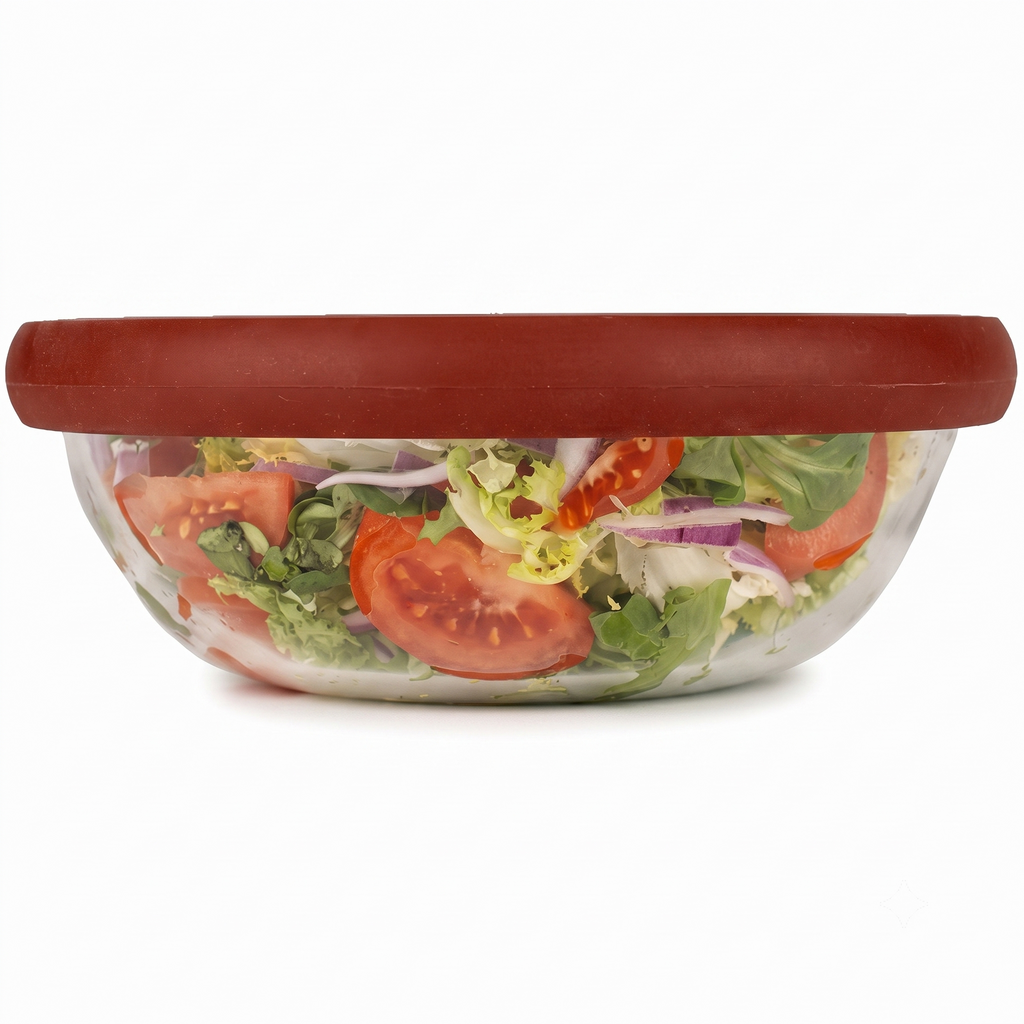 Food Huggers Replacement Lids for Glass Storage Containers | Silicone & Glass Lids that Don’t Crack | Fits Most Round Container Brands & Bowls | 100% Plastic Free | 1 Lid (X-Large), Terracotta