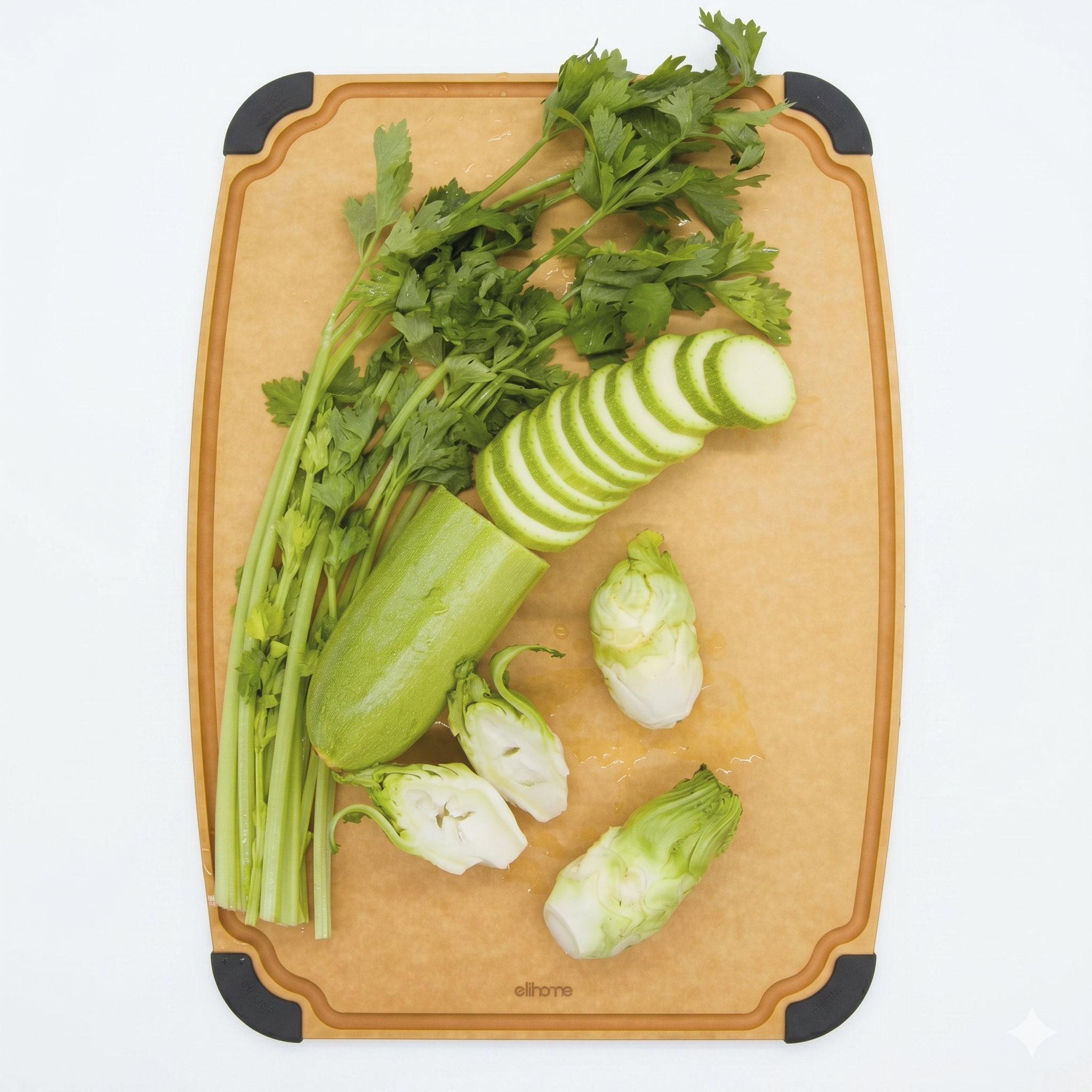 Elihome Essential Series Cutting Board for Kitchen- Natural Wood Fiber Composite, Dishwasher Safe, Eco-Friendly, Juice Grooves, Non-Slip Feet, Non-Porous, Reversible, BPA Free, X-Large -17" x 13"