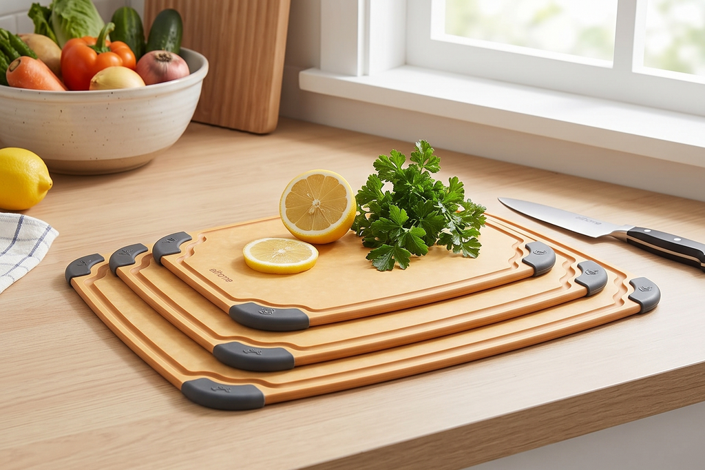 Elihome Essential Series 3-in-1 Cutting Board Set, Knife Friendly, Dishwasher Safe, Juice Groove, Reversible, Non-Porous, Eco-Friendly, Set of 3