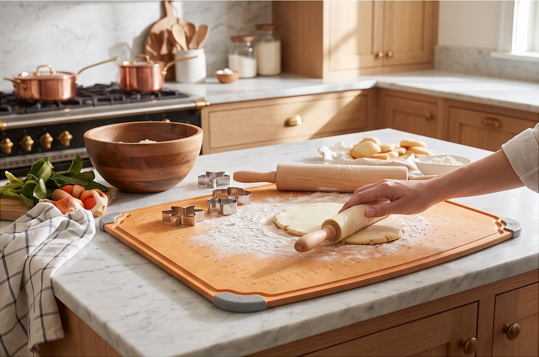 Elihome Essential Baking Pastry & Cutting Board for Kitchen, Wood Fiber Cutting Board for Kitchen, Knife Friendly, Dishwasher Safe, Non-Slip Feet, Juice Groove, Non-Porous, Eco Friendly, 15" x 18"