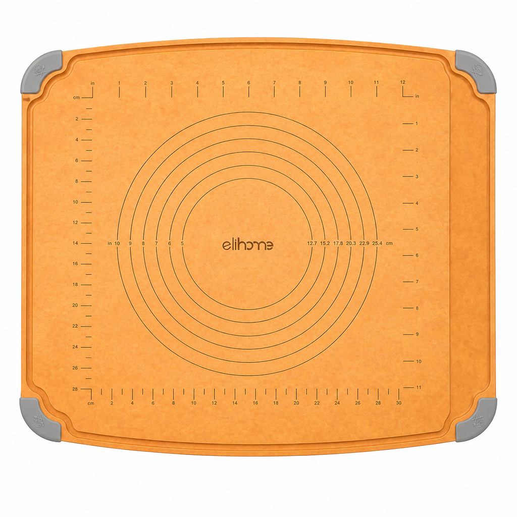 Elihome Essential Baking Pastry & Cutting Board for Kitchen, Wood Fiber Cutting Board for Kitchen, Knife Friendly, Dishwasher Safe, Non-Slip Feet, Juice Groove, Non-Porous, Eco Friendly, 15" x 18"