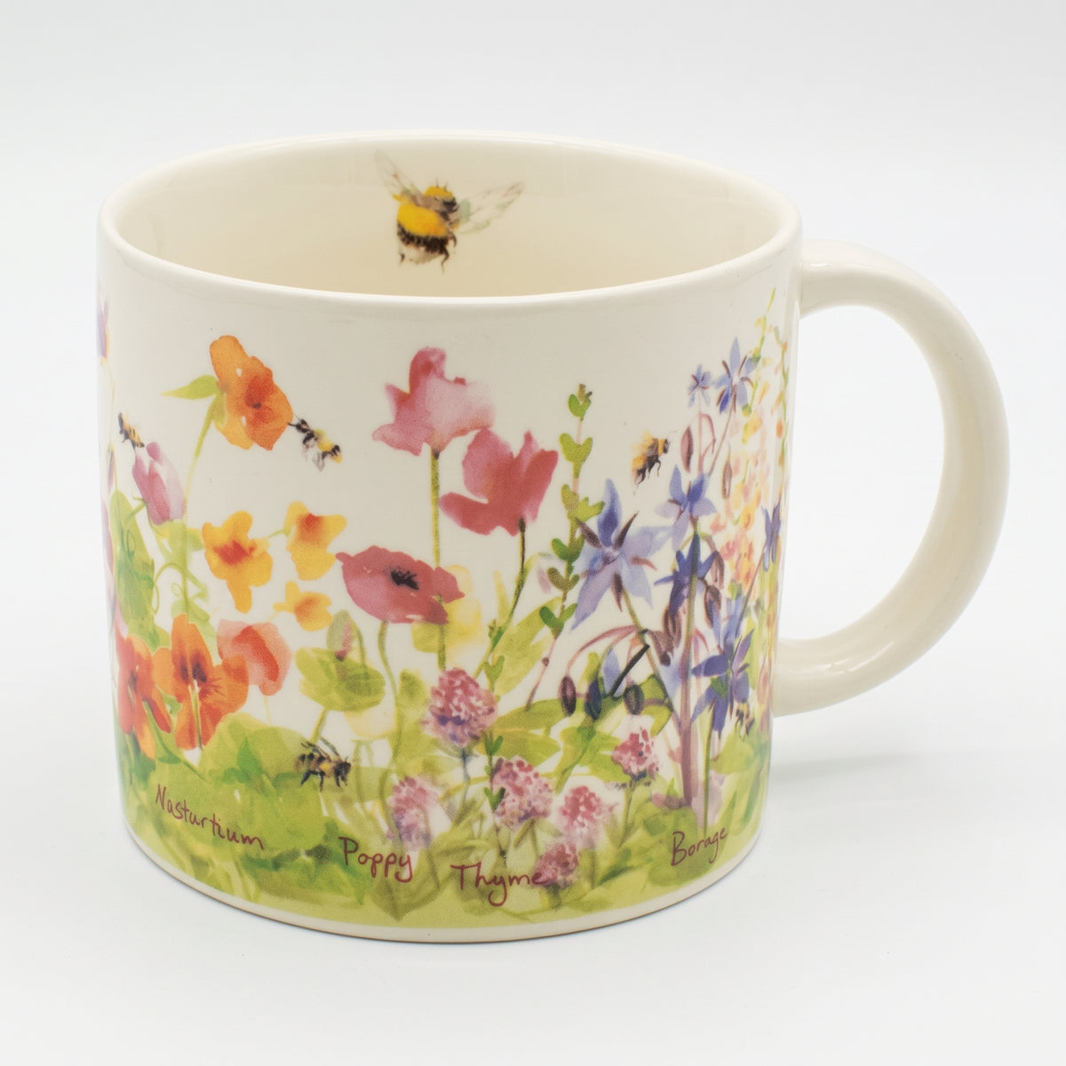 The Unemployed Philosophers Guild Bee Garden Coffee Mug - Features Beautiful Watercolor Flowers and Buzzing Bees - Comes In A Fun Gift Box, 14 oz