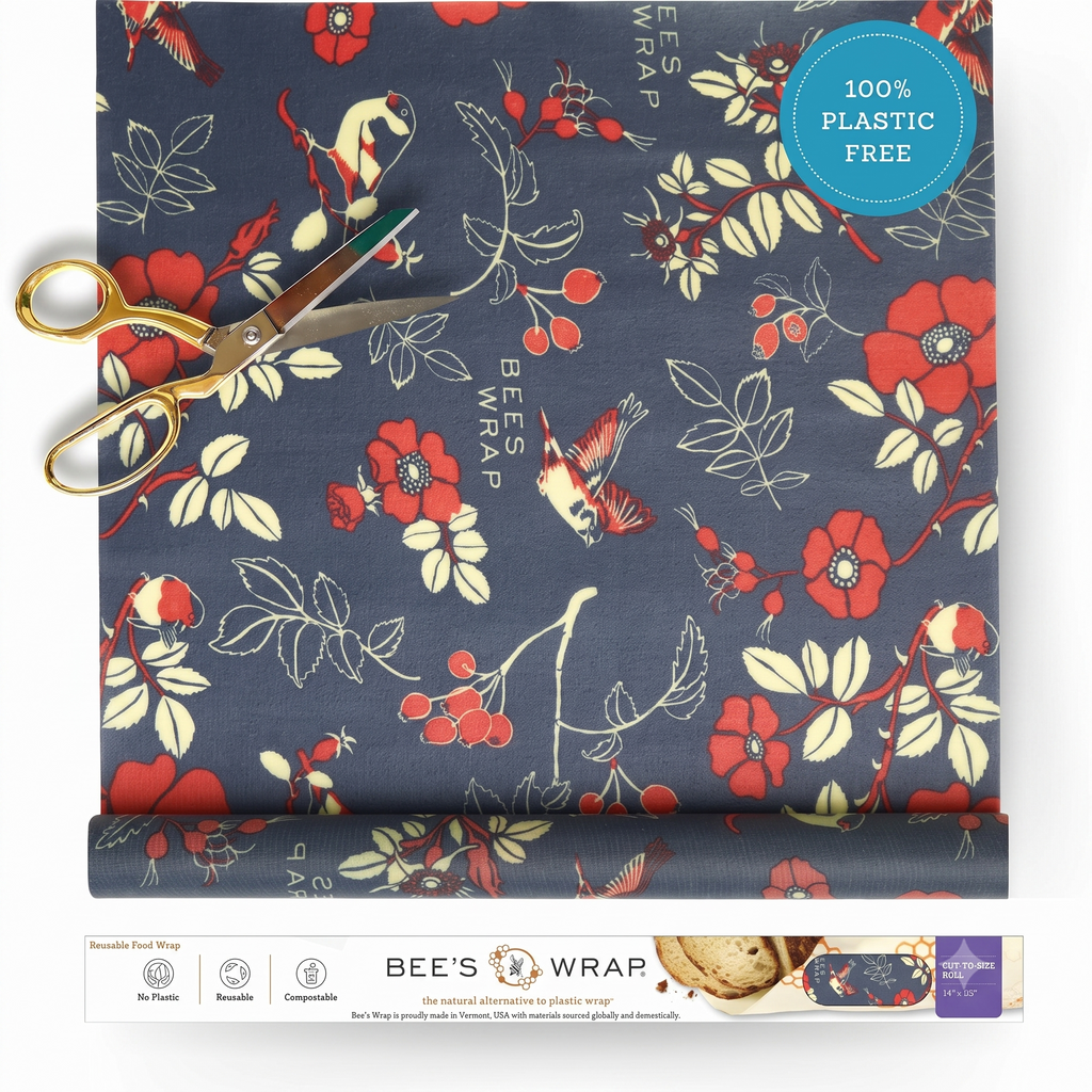 Bee's Wrap Beeswax Wraps for Food - Cut to Size 14x52" Beeswax Wrap Roll - Plastic Free Made in USA Reusable Natural Food Wrap - Botanical