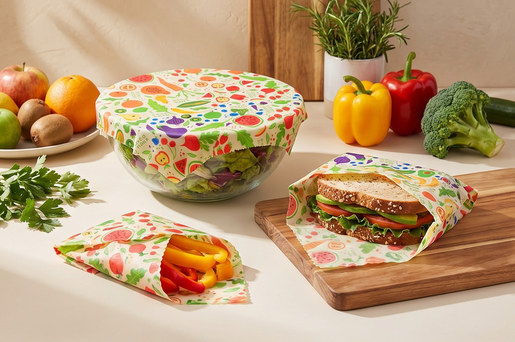 Bee's Wrap Beeswax Wraps for Food - 3 Pack of Assorted Beeswax Wraps - Small, Medium & Large Wrap - Plastic Free Made in USA Reusable Natural Food Wrap - Garden Party Print