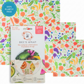 Bee's Wrap Beeswax Wraps for Food - 3 Pack of Assorted Beeswax Wraps - Small, Medium & Large Wrap - Plastic Free Made in USA Reusable Natural Food Wrap - Garden Party Print