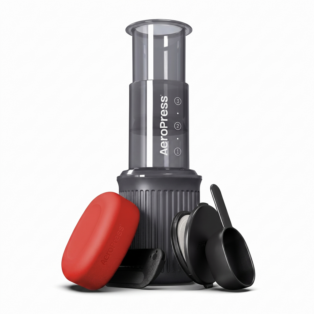 AeroPress Go, Extra Small Portable Coffee Maker Kit, Travel, Hiking & Camping, All-in-One French Press, Pour-Over & Espresso Style Manual Brewer, 2 Min Brew Makes a Less Bitter, More Flavorful Cup