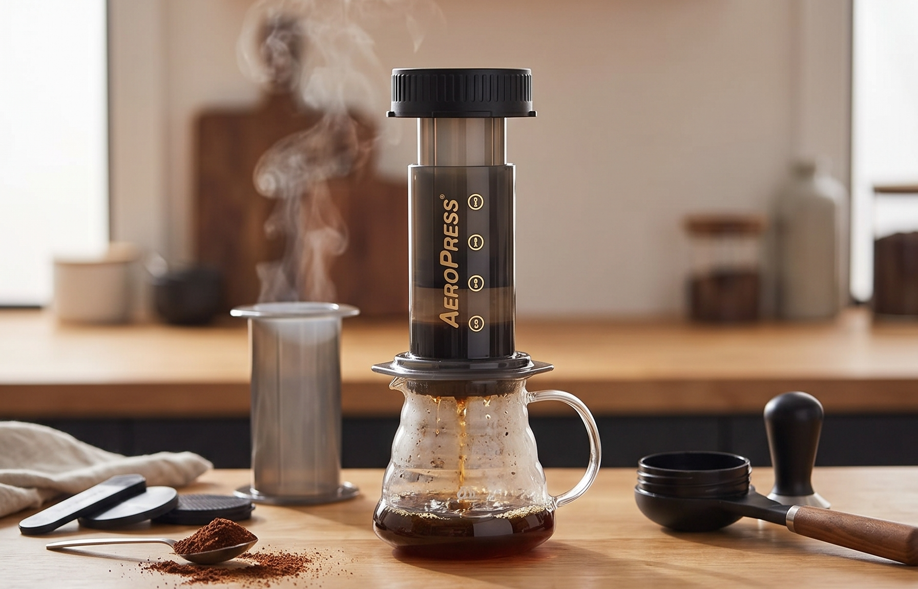 AeroPress Flow Control Filter Cap, Stops Drip for Full Control Over Grind Size & Time, Brew Classics, Espresso Style, Lattes, Cold Brew & More, Fits Standard Size AeroPress Manual Coffee Maker