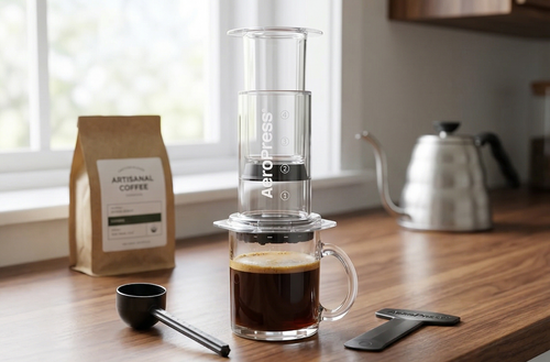 AeroPress Clear Coffee Press - All-in-One French Press, Pour-Over & Espresso Style Manual Brewer, 2 Min Brew for Less Bitterness, More Flavor, Small Portable Coffee Maker, Travel & Camping