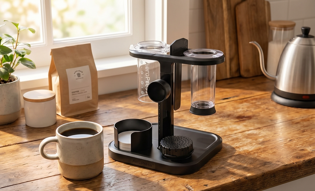 AeroPress Organizer Stand, Durable Coffee Bar Station and Compact Storage Solution Fits Every AeroPress Manual Coffee Maker (Except Premium and Go)