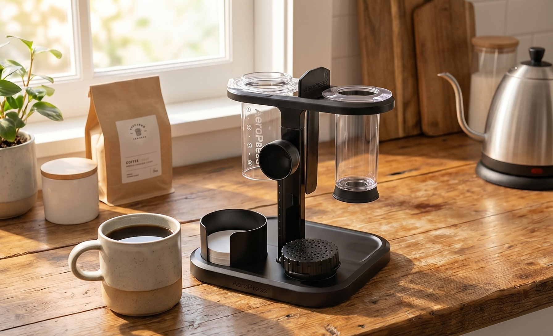 AeroPress Organizer Stand, Durable Coffee Bar Station and Compact Storage Solution Fits Every AeroPress Manual Coffee Maker (Except Premium and Go)