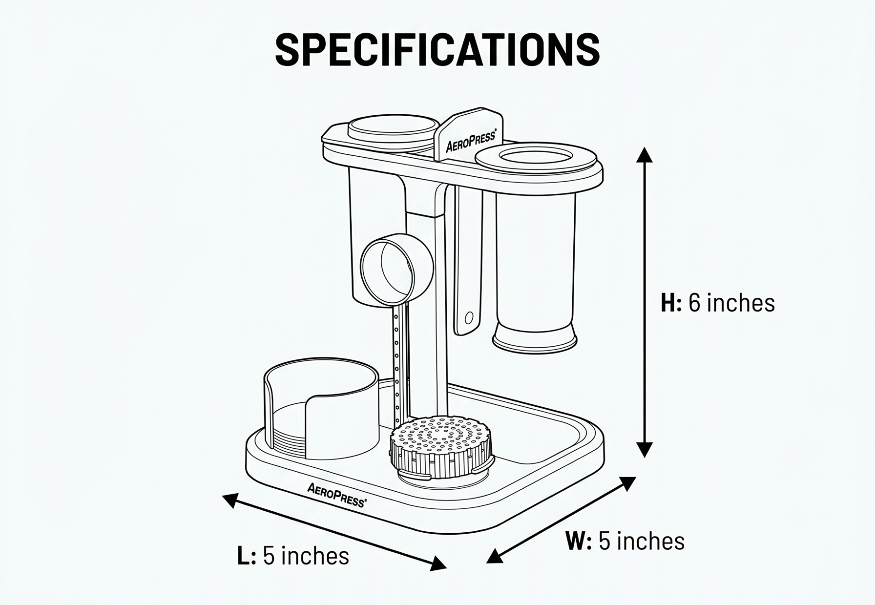 AeroPress Organizer Stand, Durable Coffee Bar Station and Compact Storage Solution Fits Every AeroPress Manual Coffee Maker (Except Premium and Go)